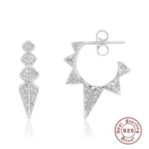 NWT sterling silver spike punk earrings zirconia